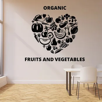 Inima De Perete Decal Organic De Fructe, Legume, Alimente De Mese Alimentatie Sanatoasa Vinil Autocolante Fereastră Bucătărie Restaurant Decor Mural M752