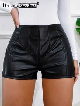 Sexy Negru de moda casual pantaloni scurți din piele pentru femei de vară 2023 PU goth înaltă waisted shorts y2k femeie fierbinte pantaloni scurti femei îmbrăcăminte