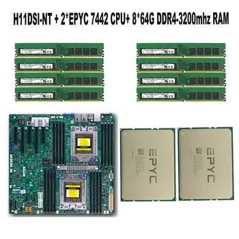 Pentru Supermicro H11DSI-NT Placa de baza Socket SP3 +2*EPYC 7742 64C/128T 180W TDP-ul procesorului CPU+8* DDR4 64G 3200mhz RECC Memorie RAM