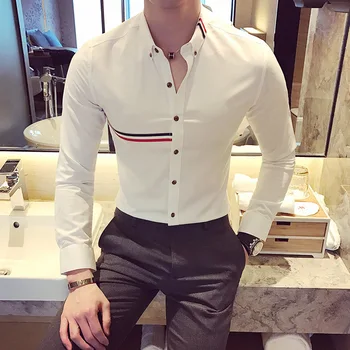 Oamenii De Tip Boutique De Rochii De Înaltă Calitate Bărbat Alb Smart Casual, Camasi Cu Maneca Lunga Noua Moda De Primavara Toamna Fit Dress Shirt 5
