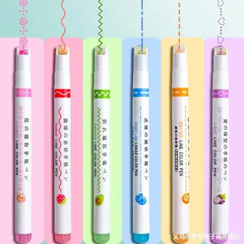 Fantezie Contour Pen, Curba Pen, Copiate De Mână Fluorescente Marker, Ondulat Creion, Liniar, Creion, Elevii Cu Markere Colorate
