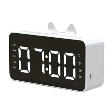 Multi-Funcția de Alarmă Radio cu Ceas de Birou cu Display LCD Compatibil Bluetooth Muzica de Joc cu Alarmă Digitale pentru Biroul de Acasă Alb