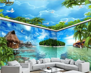 beibehang Personalizate de hârtie de perete Maldive peisaj de mare insulă plină casa gazete de perete decor acasă tapet pentru camera copii, tapet 3d