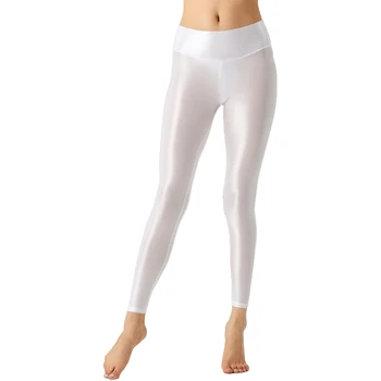 Femei Elastic Atletic Pantaloni, Body-Building, Fitness Yoga Solid Color Lucioasa Pilates Pantaloni Largi Jambiere Centura Elastica