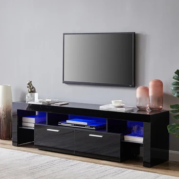 morden Stand TV cu Lumini LED-uri,high glossy fata TV Cabinet,pot fi asamblate într-un Salon, Camera de zi sau Dormitor