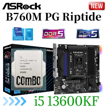 ASRock B760M PG Riptide LGA 1700 Placa de baza + procesor Intel Core 13 i5 13600KF CPU Suport DDR5 128 GB 7200(O. C.)MHz RAM Placa de baza Noua