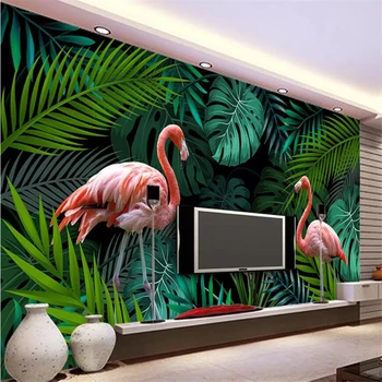 beibehang tapet Personalizat fresca 3d foto picturi murale pictate manual pădure tropicală flamingo fundal de hârtie de perete picturi murale 3d