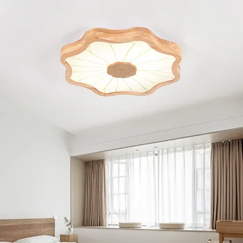 Modernă cu LED-uri Lămpi de Tavan din Lemn Japoneză Dormitor Hol Lumina Plafon Living Bucatarie Forma de Floare Decor Corpuri de Iluminat