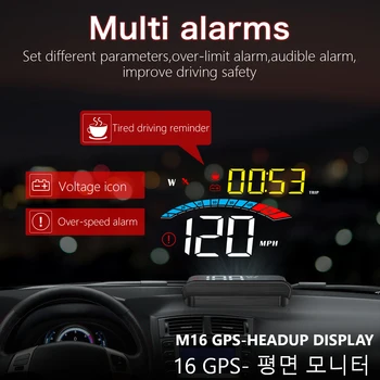 Noi M16 GPS HUD Head Up Display Vitezometru Viteza de Tensiune Alarma Parbriz Proiector Electronice Auto Accesorii pentru Toate Masinile