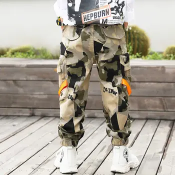 2023 Noi Băieții de Camuflaj Liber Casual Pantaloni de Moda coreeană Street Style Hip-Hop Pantaloni Largi Picior Pantaloni cu Vacanta de 4-12Y