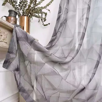 Stil Nordic Gri Jacquard Ecran de Fereastră Bay Fereastră Personalizat Personalizate Transparente Perdele pentru Living Dining Dormitor