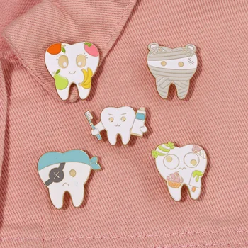 Sănătatea orală Email Ace Personalizate Dinte Pirat Broșe Rever Insigne Amuzante Dentist Bijuterii Cadouri pentru Copii buni Prieteni