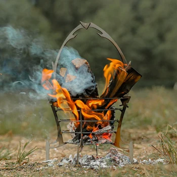 În aer liber de Pliere din Oțel Inoxidabil cu Lemne Raft lemn de Foc Arzător foc de Tabara Încălzire Ardere Gratar pentru Camping, Picnic BBQ