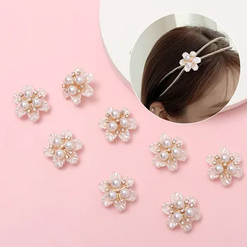 Noi 5Pcs Perla Flori în Formă Stras Butonul de Moda de Cristal Agrafe Decor DIY Artizanat lucrate Manual Decor Haine de Cusut Accesorii