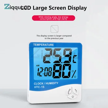 Interior Termometre Higrometru Digital de Umiditate reglabil cu Ceas de Temperatură și Umiditate pentru Biroul de Acasă Dormitor