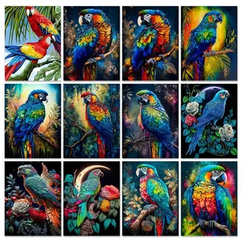 GATYZTORY Diy Pictura De Numere Kituri de Papagal Animale Vopsea pe bază de Acril Pe Pânză Desen de Colorat Cu Numere De Artă 60x75