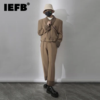 IEFB coreeană de Moda Costum pentru Bărbați Seturi de Cusaturi de Culoare, de sex Masculin Safari Stil Casual, Paltoane 2 Buc Jachete 2023 Primăvară Elegant Nou 9A7718