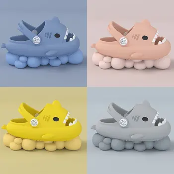 De Vară Pentru Copii Eva Sandale Drăguț Rechin Papuci Pantofi Fete Băieți De Desene Animate Slide-Uri În Afara Copilul Grosime Talpă Moale Anti-Alunecare Papuci