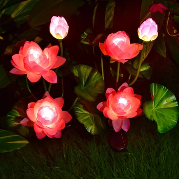 DUS Solar a Crescut Lotus Lampă de Grădină în aer liber Lumina de Lotus, Flori de Gradina Lampa de Energie Solară Curte, Curte Gazon Calea Nunta Decor Gradina