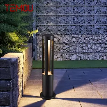 TEMOU Negru în aer liber cu Gazon Lampa Contemporane de Lumină LED-uri Impermeabil pentru Casa Vila Calea Grădină