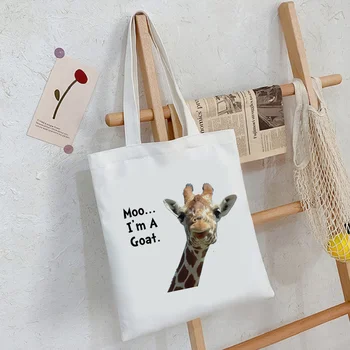 Girafa geantă de cumpărături bolsas de tela tote eco reutilizabile cumparator sac de bumbac tesatura pliabil sac din pânză