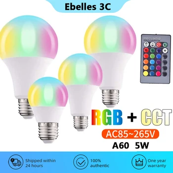 Inteligent Bec Multifuncțional de la Distanță de Control cu LED-uri RGB Lampa Inteligentă Electrocasnice Estompat Funcția de 5W 16 Moduri de Schimbare de Culoare Bec
