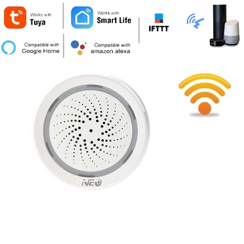 De vânzare cu amănuntul de Temperatură și Umiditate Senzor de Alarmă Wifi Sirena Tuya de Viață Inteligentă App Funcționează cu Ecou Alexa Google Acasa IFTTT