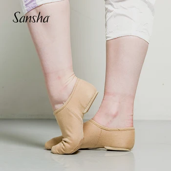 Sansha Unisex Pantofi de Jazz Tan Negru Durabil Panza de Sus piele de Căprioară talpa Femei Barbati Fete Jazz-ului Modern Pantofi de Dans JS813Z