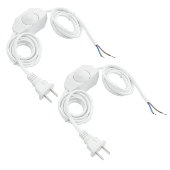 2X Alb Lampă Cablu de Alimentare Cu intrerupator 250V AC/110V Plug SUA