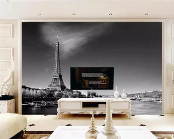 beibehang 3d tapet papel de parede personalizate 3d murală de fundal fantezie în alb și negru Paris turnul Europene tema papel murală