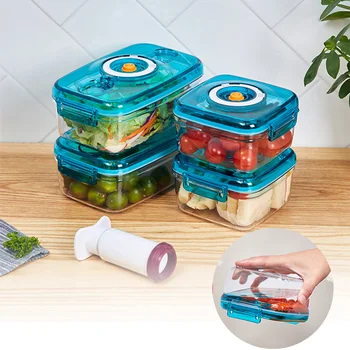 4 Buc Cutie de Prânz Bucătărie Organizatorii Alimentare cu Vacuum de Depozitare Recipiente cu Pompa Pătrat de Plastic de Etanșare Conservarea Accesorii
