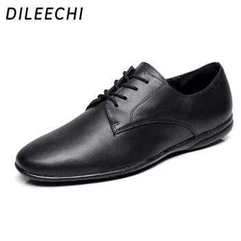 DILEECHI Cauciuc unic Piele negru Barbati pantofi de dans latino masculin primăvara și vara din piele plat Moderne de pantofi de dans