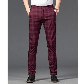 2023 Noi Britanic Carouri Pantaloni pentru Bărbați de Afaceri de Moda Pantaloni de Bumbac Casual Slim Fit Direct Butoi Negru Albastru Rosu Costum cu Pantaloni