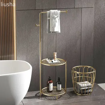 Toaletă rafturi multi-strat lumina de baie de lux, lavoare prosop rack de podea-la-plafon toaletă mobile cu roți raft de depozitare raft