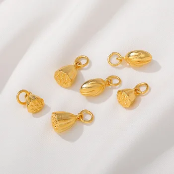 Cupru placat cu aur de Creatie Mini Semințe de Lotus Farmece Pandantiv 2 buc/lot pentru DIY Moda Picătură Cercei Bijuterii Găsirea Dotari