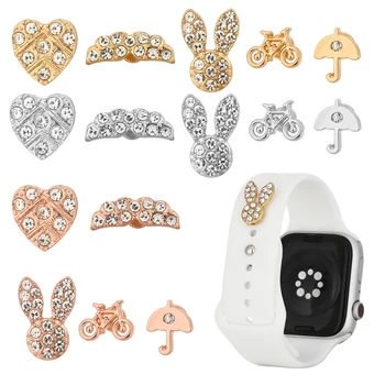 Curea silicon Inel Decorativ Unghii Pentru Apple Watch Band Farmecele Metalice Creativitatea Inima Aripi Iepure Nit Accesoriu Pentru iwatch