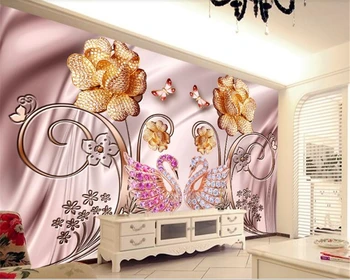beibehang murală tapet Europene de lux bijuterii colorate magnolia swan tapet interior fundal papier peint murale 3d