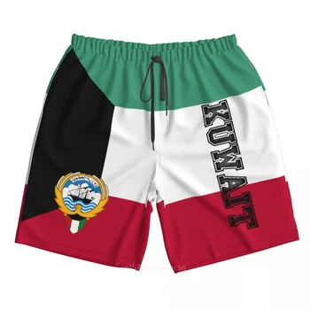 2023 Vara Poliester Kuweit Țară Steag 3D Imprimate Bărbați pantaloni Scurți de Plajă Buzunar Rulează Pantaloni de Vara