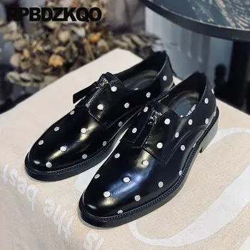 Noi De Lux Cu Buline Din Piele Cauciuc Oxfords Bal Club Designer Zip Plus Dimensiune Bărbați De Înaltă Calitate Partid Clasic De Pantofi Rochie