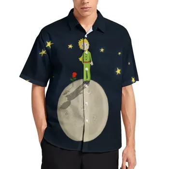 Micul Prinț Tricou Vrac Om Vacanță Stele Luna De Imprimare Tricouri Casual Hawaii Design Maneci Scurte Vintage Bluze Supradimensionate