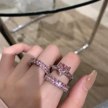 HOYON 925 Argintiu Culoare Roz dragoste inel de sex feminin de nișă, design de lux lumina degetul arătător uri high-end încrustat zircon inel deschis petrecere