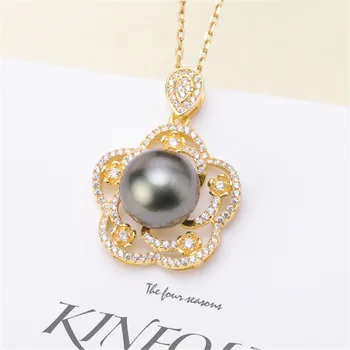 DIY pearl accesorii S925 argint perla pandantiv gol titularul anticearcan bani pandantiv femei cu 9-10mm margele