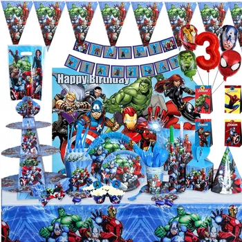 Supereroi Avengers Tema Aniversare Pentru Copii Farfurii Pahare Servetele, Tacamuri De Unica Folosinta, Consumabile Baieti Petrecerea Set De Decorare