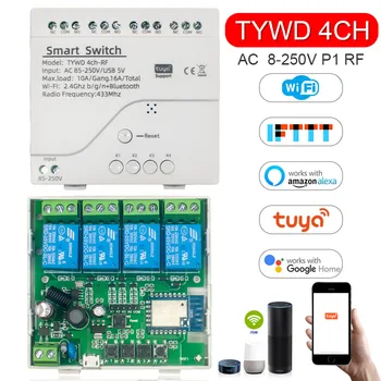 Cele mai noi Tuya Smart Switch Module Wireless de Control de la Distanță 4CH DC 85-250V 24V 220V Receptor WiFi 10A Releu Pentru Alexa DIY Tuya