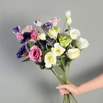 4 Capete Artificiale Eustoma Flori de Matase Gradiflorus Europene Fals Flores Flori pentru Grădină Acasă Decorare Nunta