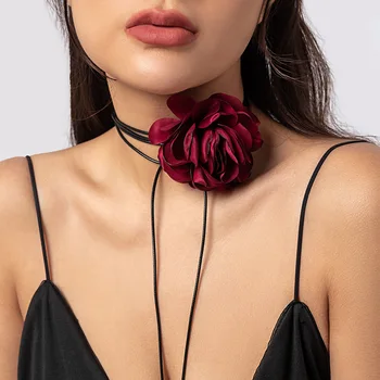 Ourfuno 6 Culori Romantice Mare De Flori Cravată Colier Pentru Femei Elegante Lanț Lung Petrecere De Nunta Colier Moda Bijuterii Cadou