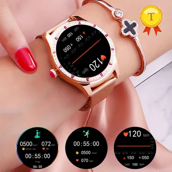 Prietena cadou Plin Rotund Touch Screen Smart Watch Femei telefon Doamnelor Smartwatch Tracker de Fitness Brățară IP67 rezistent la apa