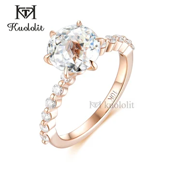 Kuololit Naturale Diamante 18K Rose Aur Inele pentru Femei Rotund 2CT Jubilee Taie Moissanite Solitaire, Bubble Inel de Logodna