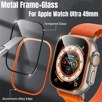 Metal Bara+Sticla Pentru Apple Watch Ultra 49mm Ecran Protector de Sticlă Cadru Pentru Apple iWatch ultra 49mm Film Protector