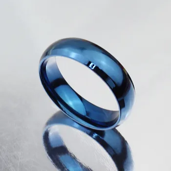 Inel simplu albastru Glazura Moara Termina 6mm inele pentru bărbați și femei inel de logodna bijuterii din oțel inoxidabil 316L